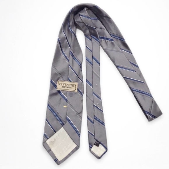 Givenchy Other - GIVENCHY Men’s Striped Silk Gray and Blue Tie